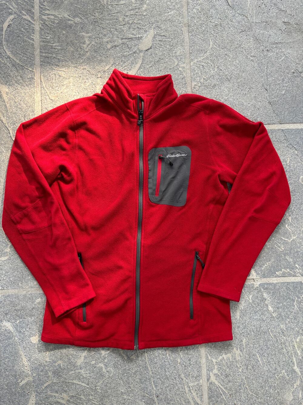 Vintage Y2K 90's Eddie Bauer Fleece Red Zip Sweater Size M